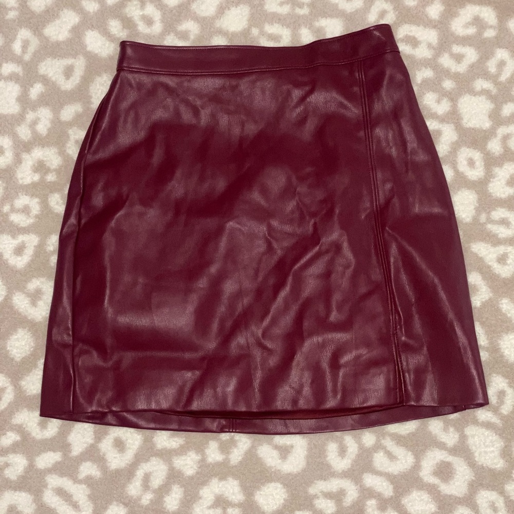 Hollister Dark Red Leather Mini Skirt